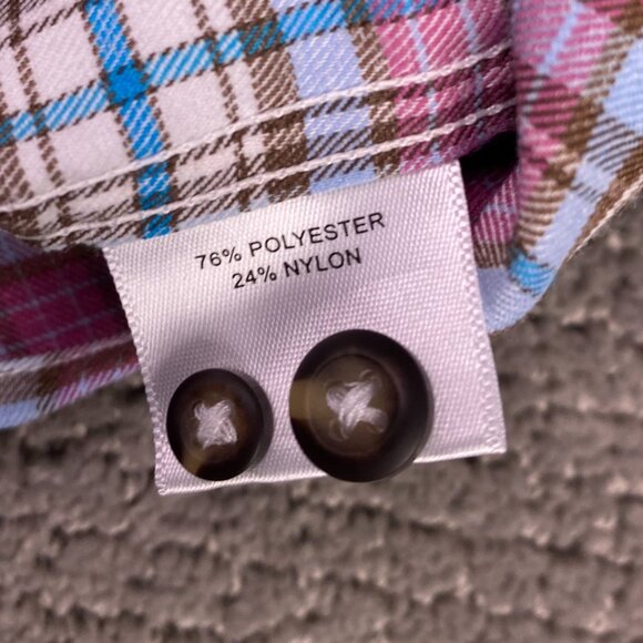 Peter Millar Crown Sport Button Down Shirt Men's XL Plaid Check Stretch blue red - Picture 7 of 13